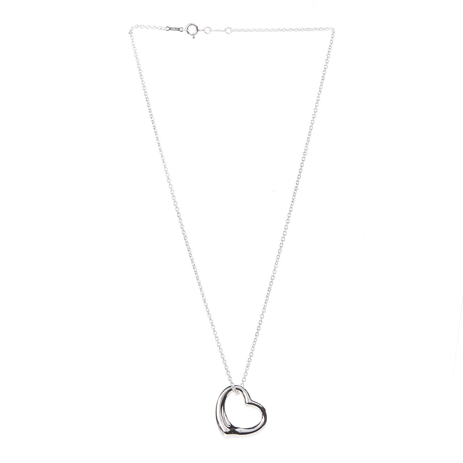 Tiffany Sterling Silver 22mm Elsa Peretti Open Heart Pendant Necklace 3 of 8