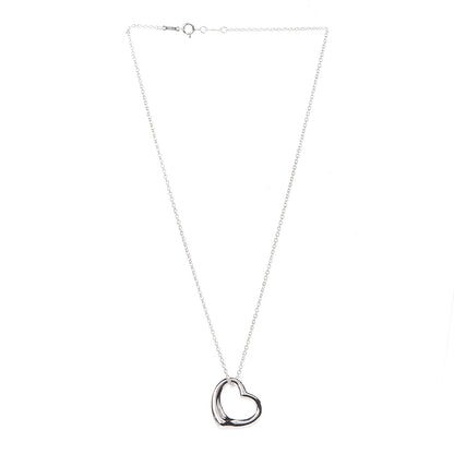Tiffany Sterling Silver 22mm Elsa Peretti Open Heart Pendant Necklace 3 of 8