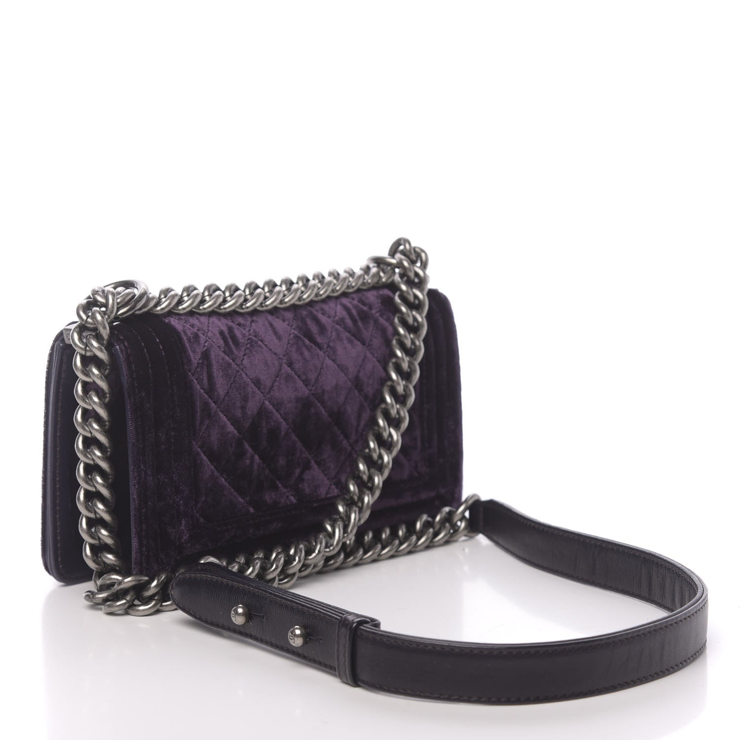 Chanel Velvet Quilted Small Boy Flap Purple 3 of 11