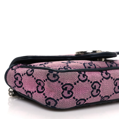 Gucci Monogram Multicolor Matelasse Diagonal Super Mini GG Marmont Shoulder Bag Pink Blue 9 of 12