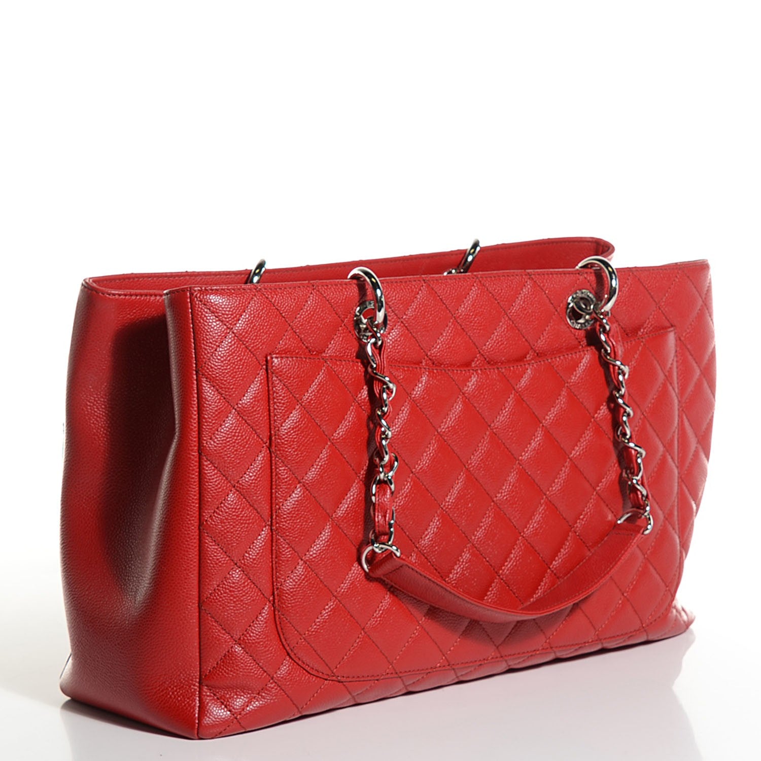 Chanel Caviar Quilted XL Grand Shopping Tote GST Red 2 of 7