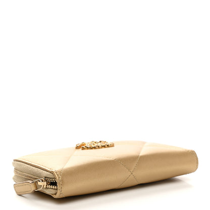Chanel Metallic Lambskin Quilted Medium Chanel 19 Zipped Wallet Gold 4 of 8