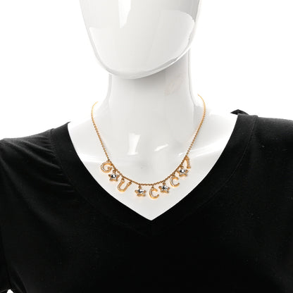 Gucci Crystal Star Script Necklace Gold 2 of 4