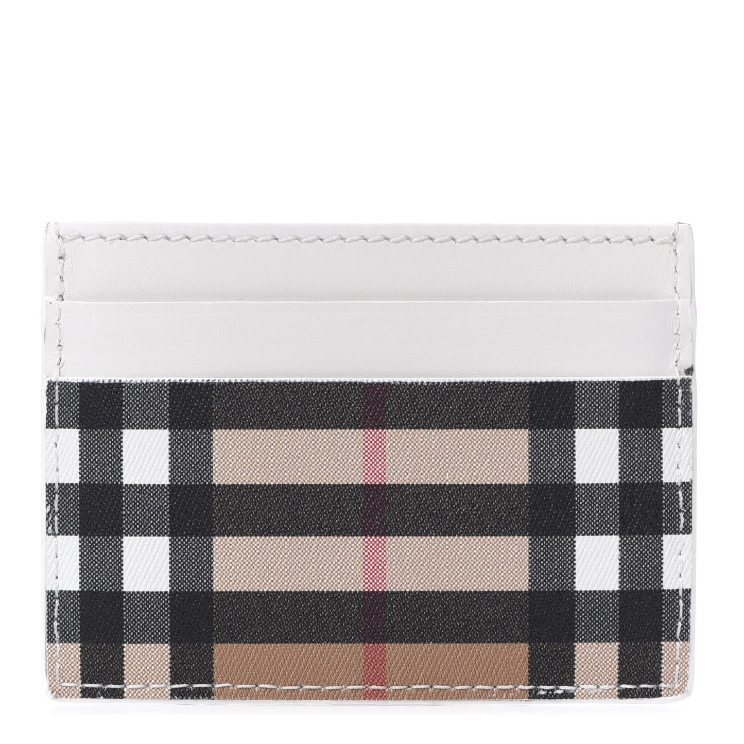 Vintage Check Calfskin Sandon Card Case White