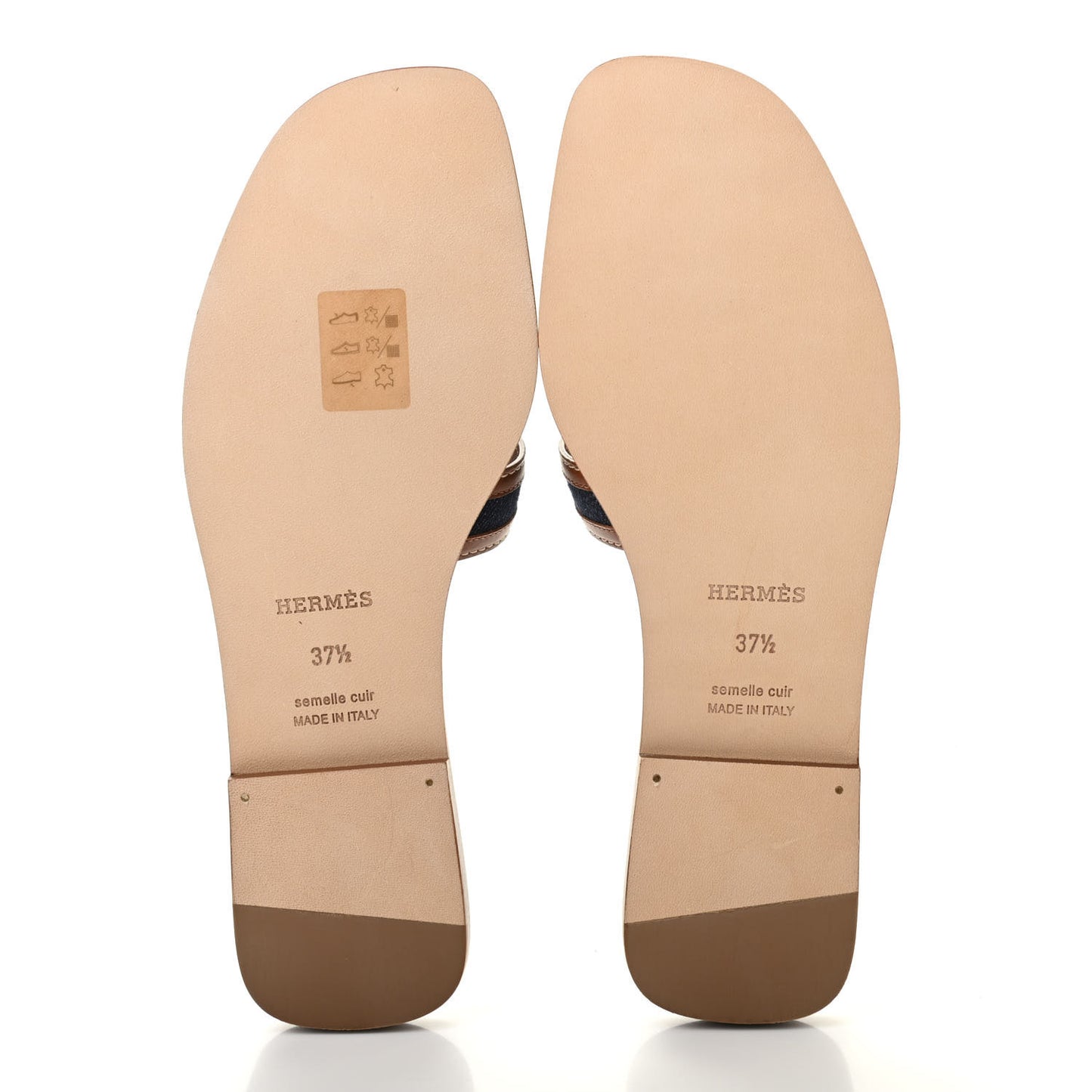 Calfskin Denim Oran Sandals 37.5 Bleu Brut Gold