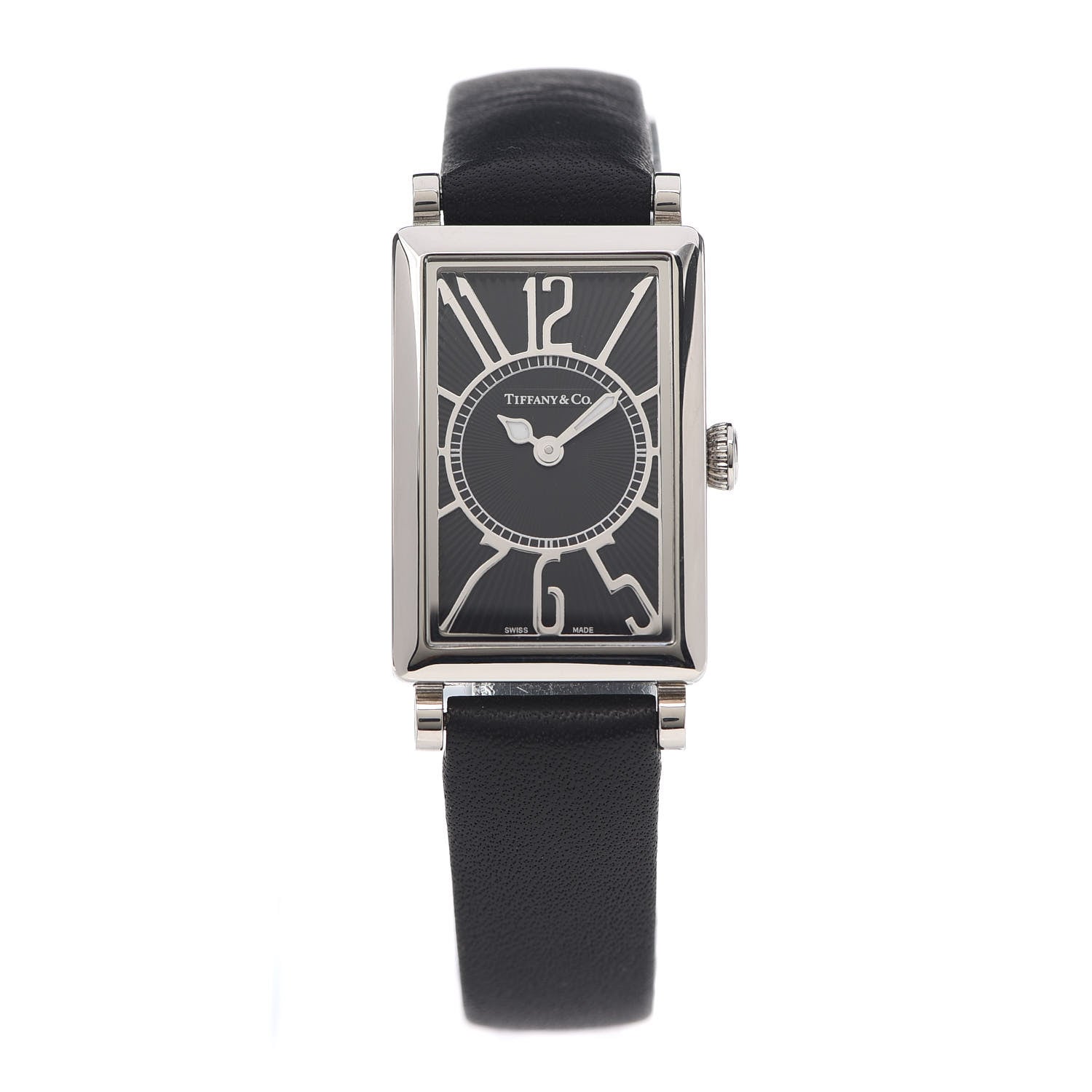 Tiffany Stainless Steel Calfskin 20mm Gallery Quartz Watch Black 1 of 4