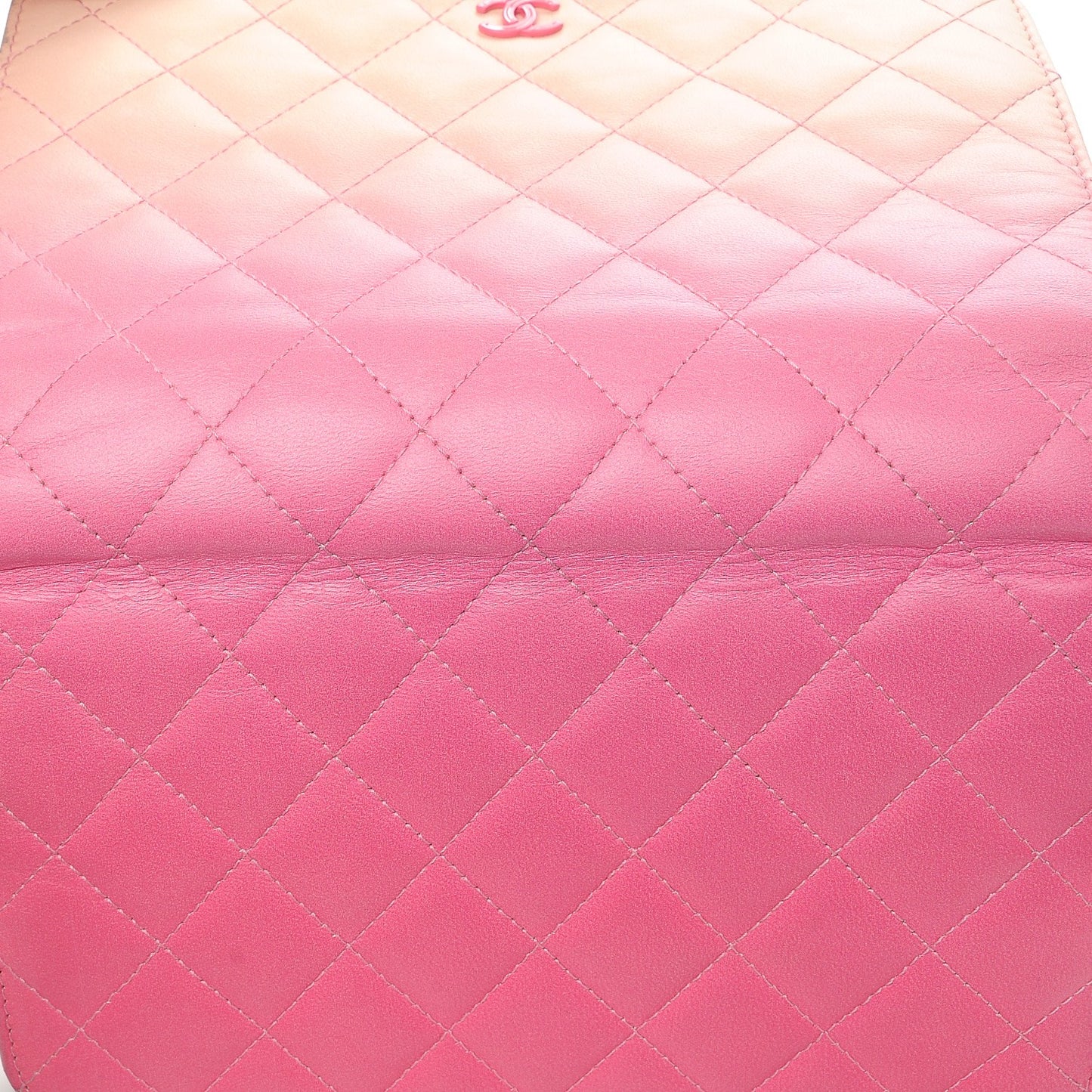 Faded Lambskin Quilted Zephyr Wallet on Chain WOC Dark Pink