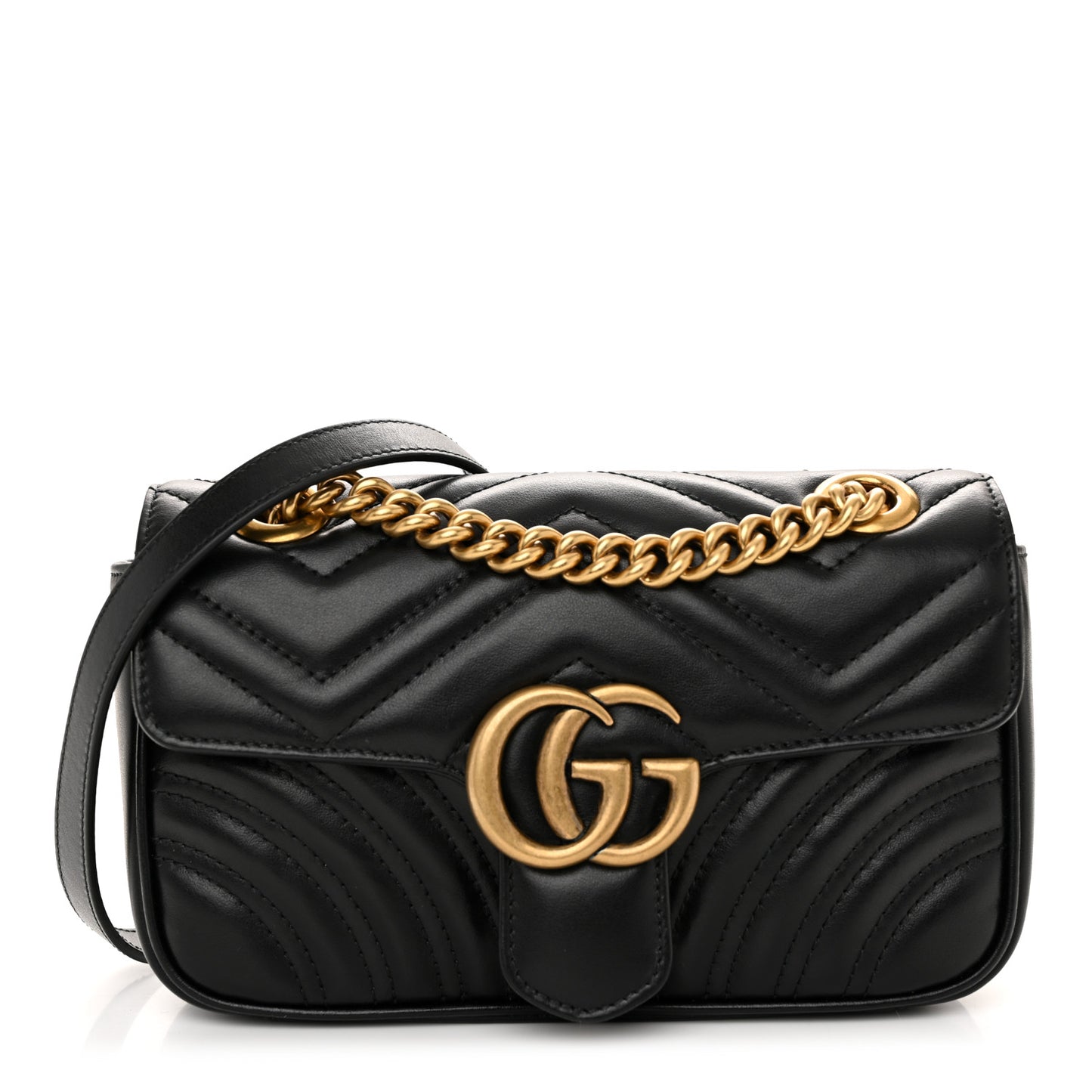 Calfskin Matelasse Mini GG Marmont Shoulder Bag Black