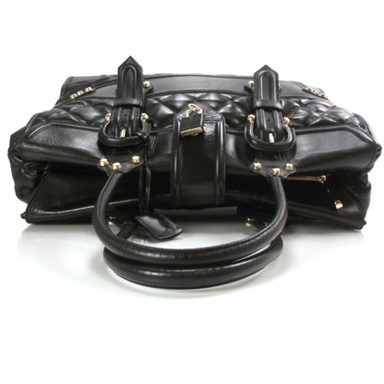 Leather XL Manor Tote Black