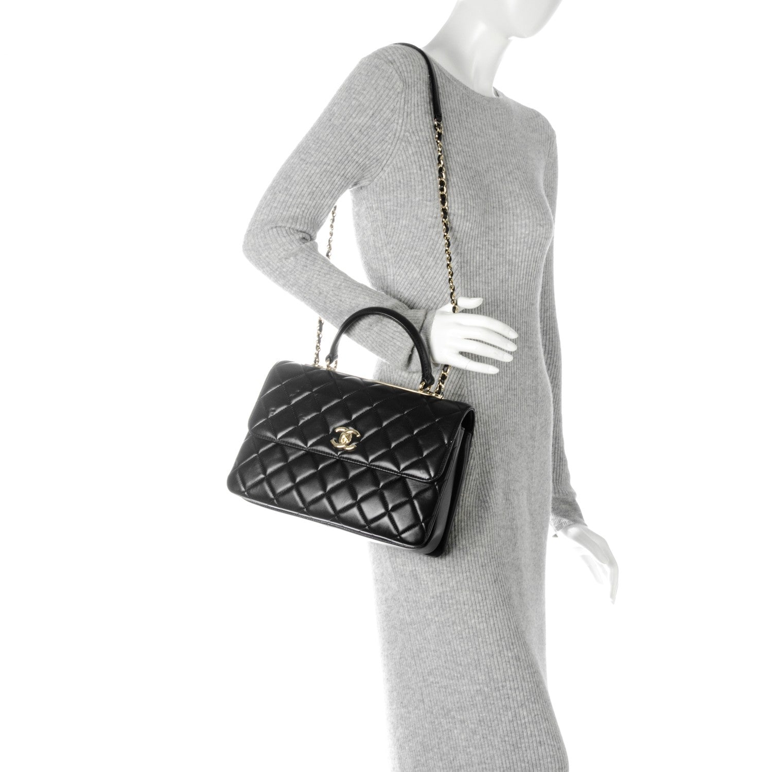 Chanel Lambskin Quilted Medium Trendy CC Flap Dual Handle Bag Black 12 of 20