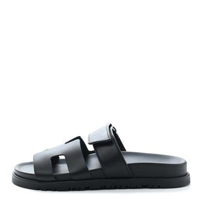Hermes Calfskin Womens Chypre Sandals 36 Black 1 of 8