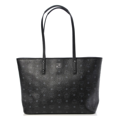 MCM Visetos Medium Anya Zip Top Shopper Tote Black 3 of 11