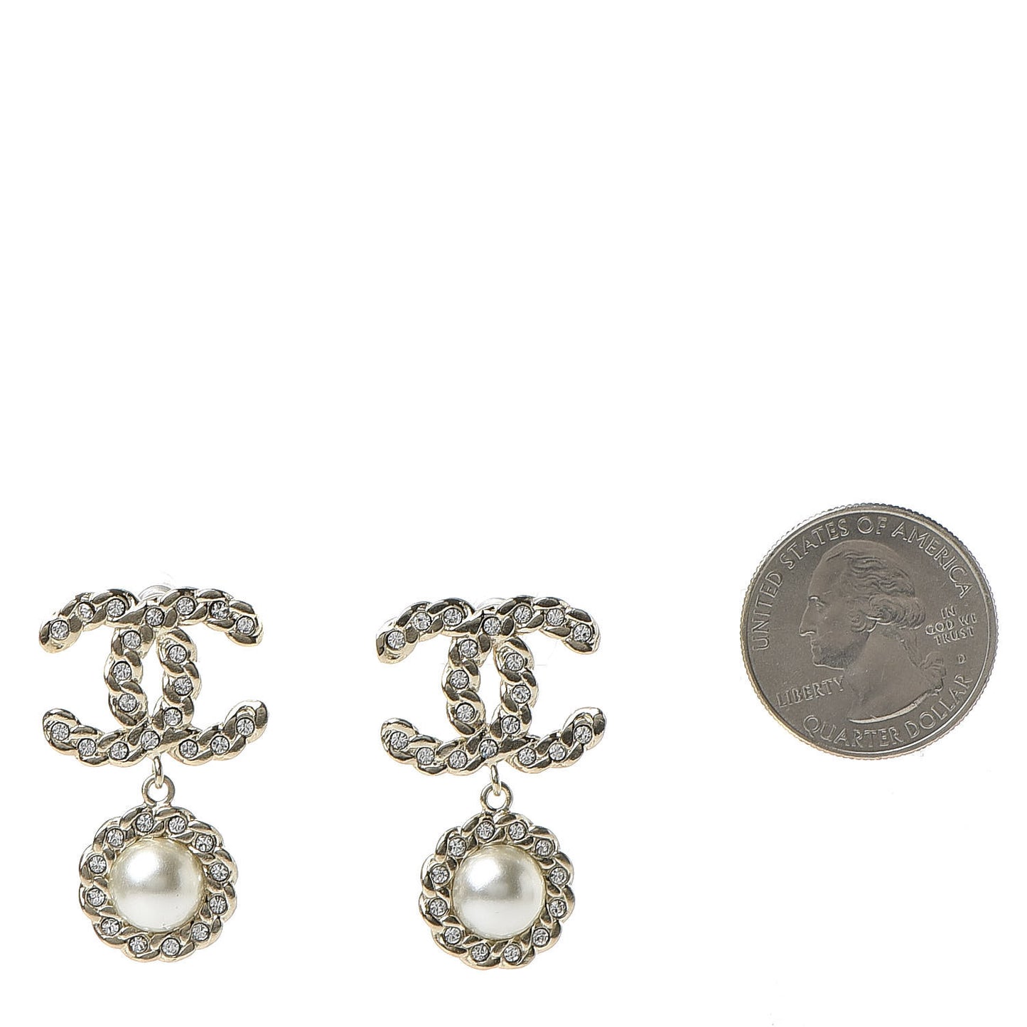 Crystal Pearl Pearls Coronation CC Drop Earrings Gold
