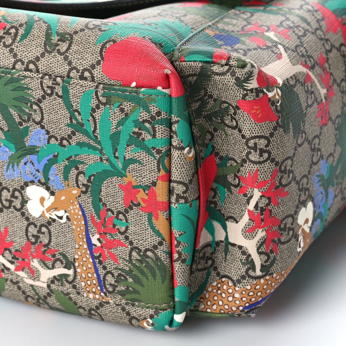 GG Supreme Monogram Jungle Diaper Bag Green