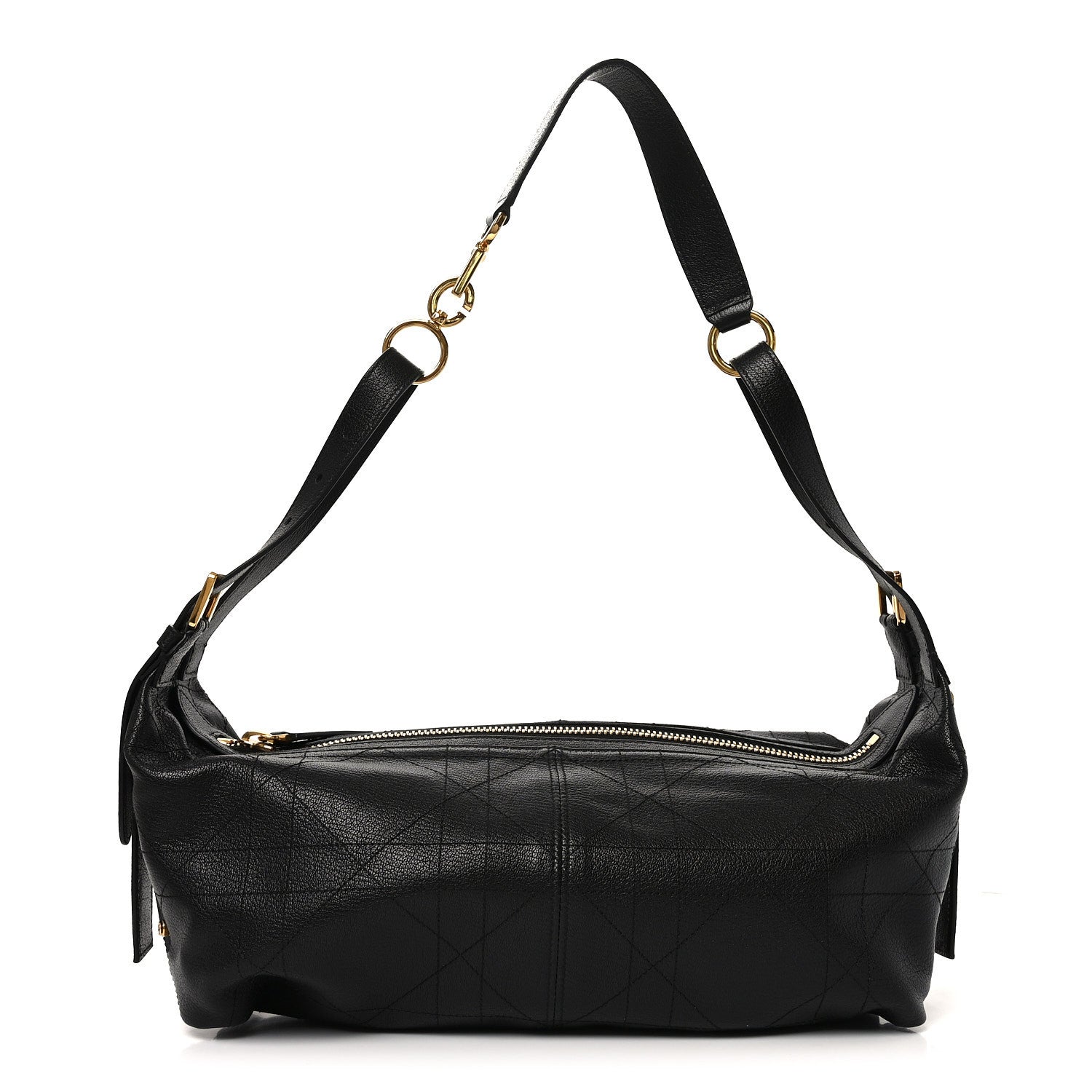 Christian Dior Shiny Grained Calfskin Macrocannage Medium D-Journey Bag Black 1 of 9