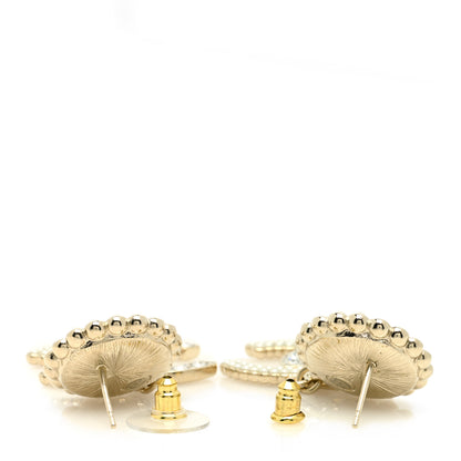 Chanel Crystal Pearl CC Drop Round Earrings Gold 3 of 4