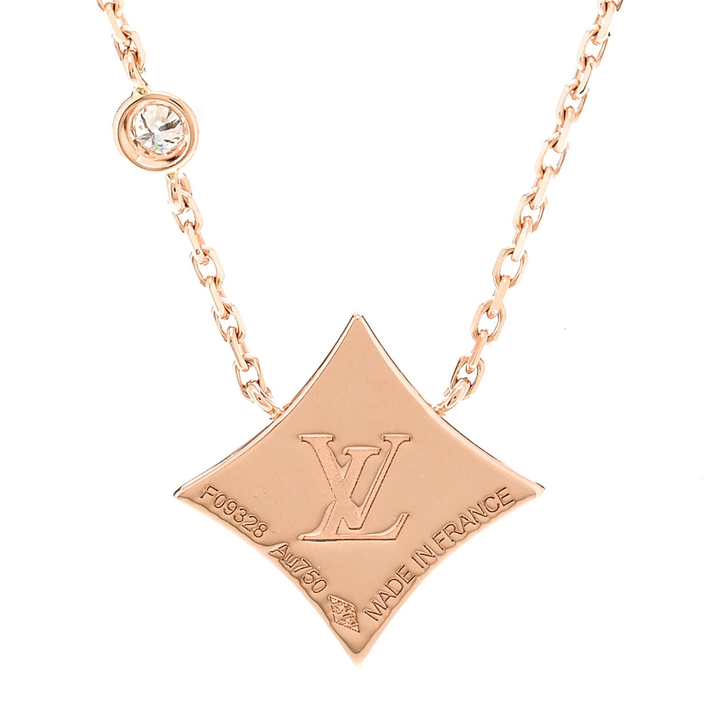 18K Pink Gold Diamond Pink Mother of Pearl Color Blossom BB Star Pendant Necklace
