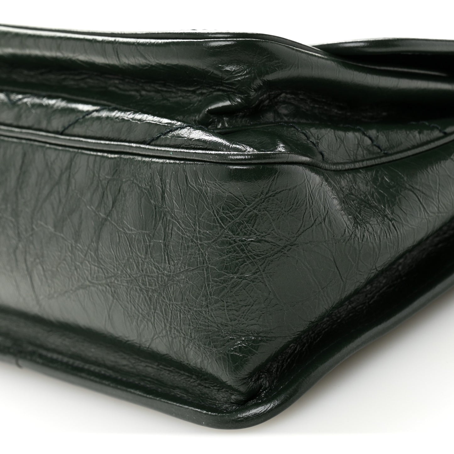 Crinkled Calfskin Matelasse Monogram Medium Niki Chain Satchel Vert Fonce