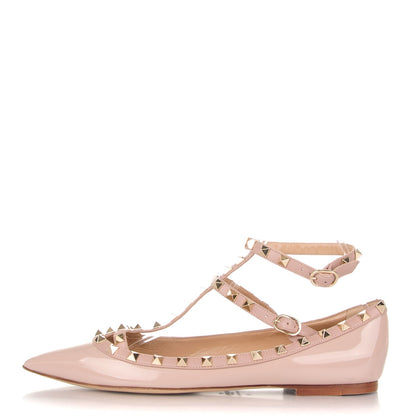 Valentino Garavani Patent Rockstud Cage Ballerina Flats 41 Poudre 1 of 6