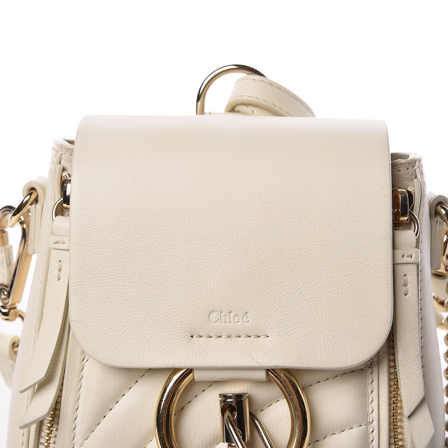 Calfskin Quilted Mini Faye Backpack Natural White