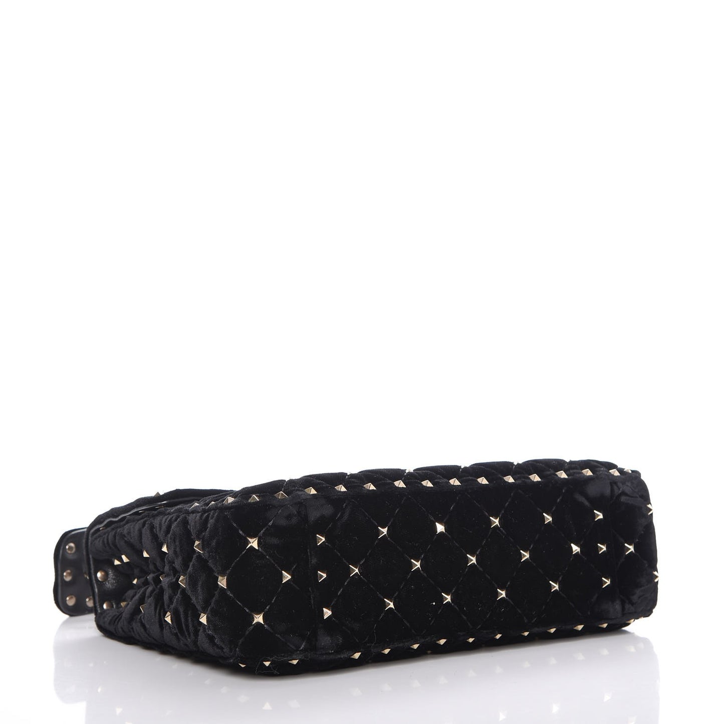 Velvet Medium Rockstud Spike Shoulder Bag Black