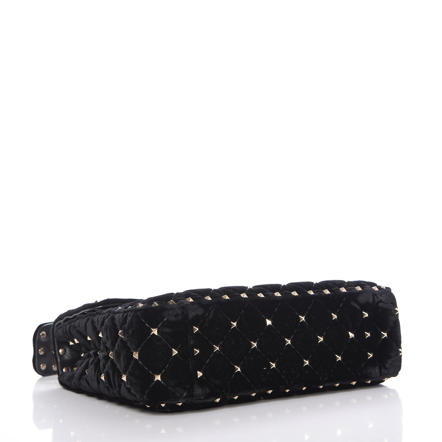 Valentino Garavani Velvet Medium Rockstud Spike Shoulder Bag Black 4 of 9