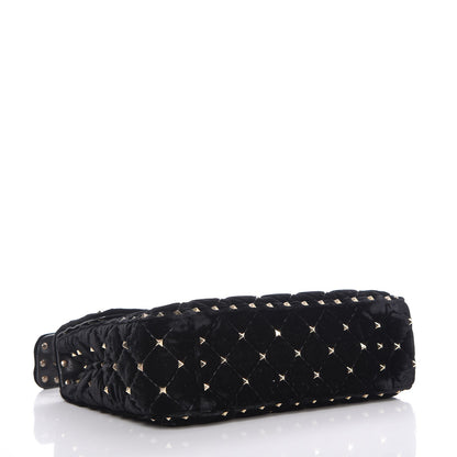 Valentino Garavani Velvet Medium Rockstud Spike Shoulder Bag Black 4 of 9