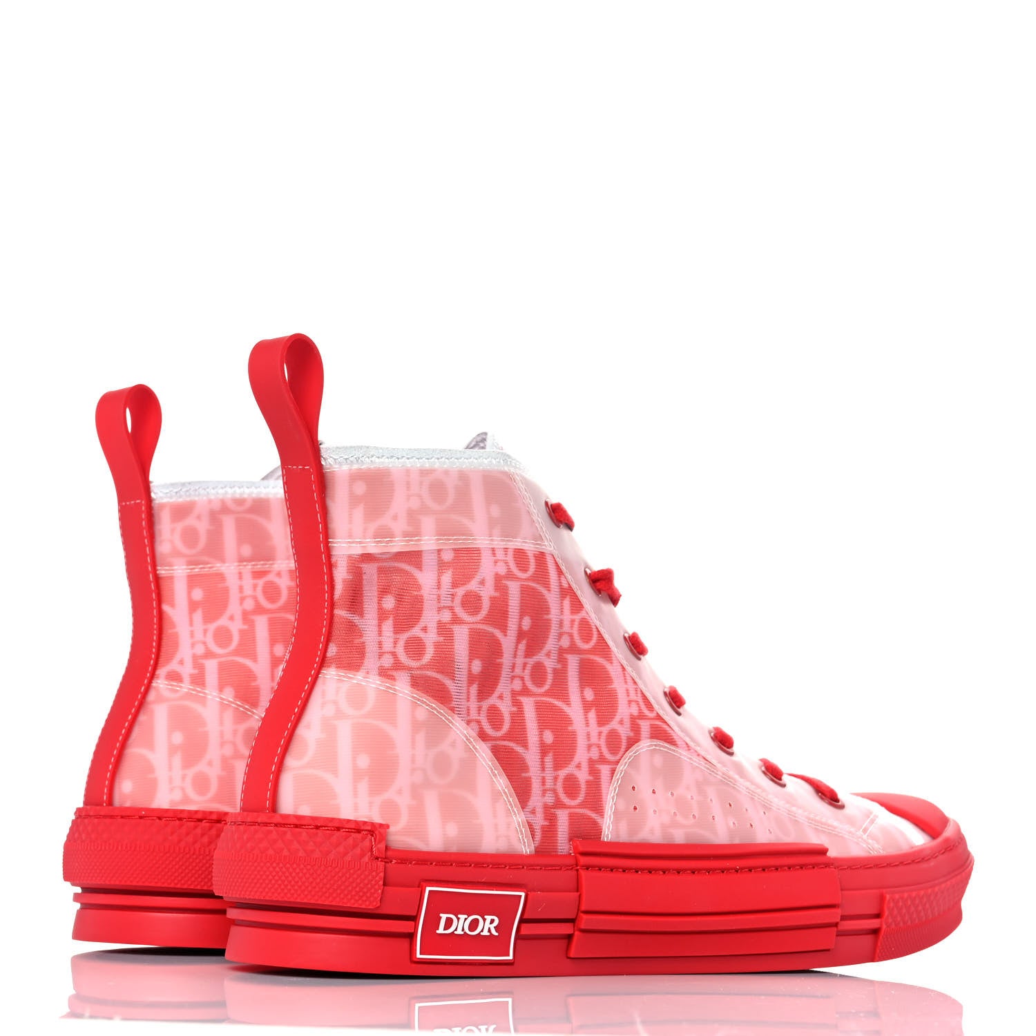 Christian Dior Technical Canvas Oblique Mens B23 High Top Sneakers 46 Red 4 of 9