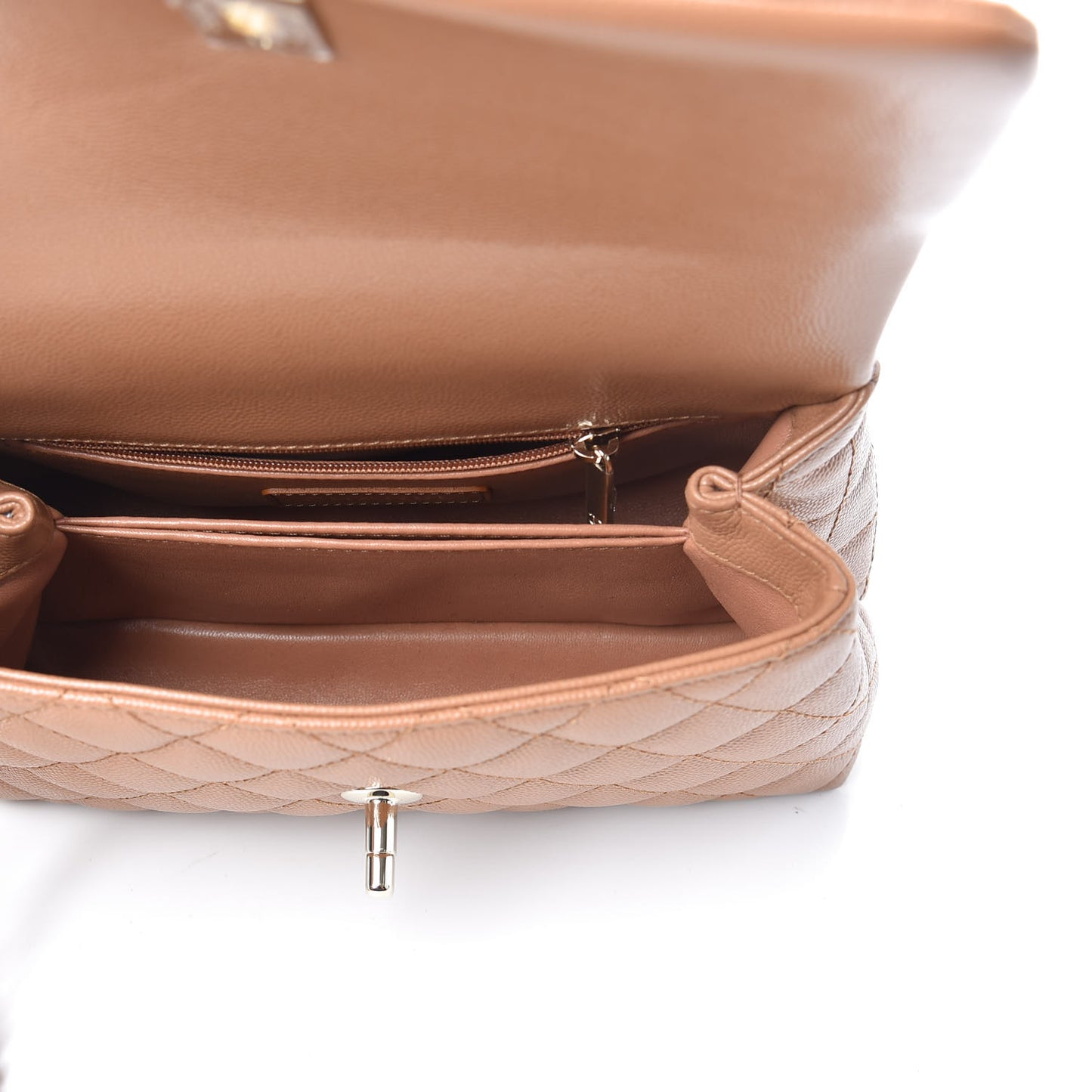 Caviar Quilted Mini Coco Handle Flap Brown