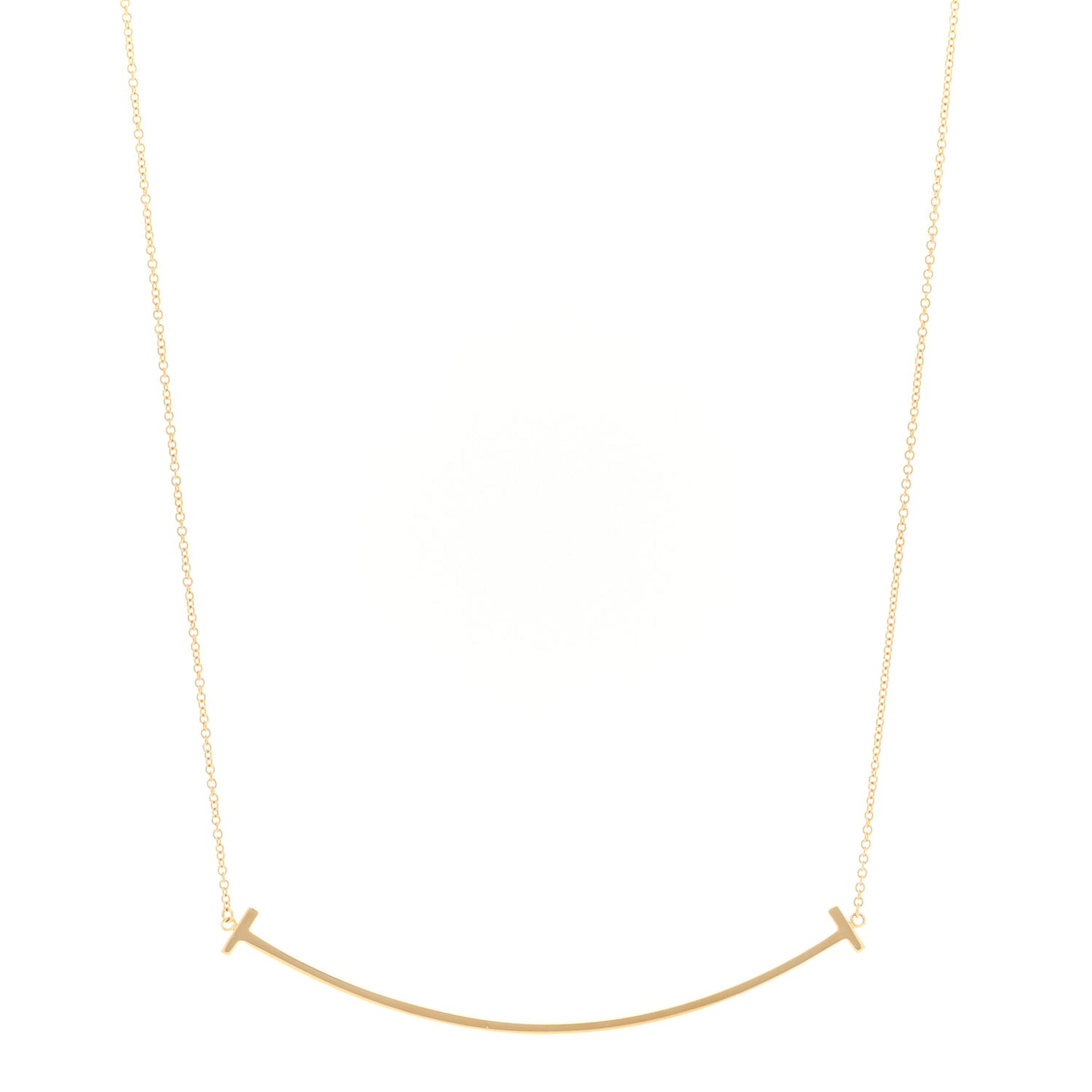 18K Yellow Gold Large T Smile Pendant Necklace