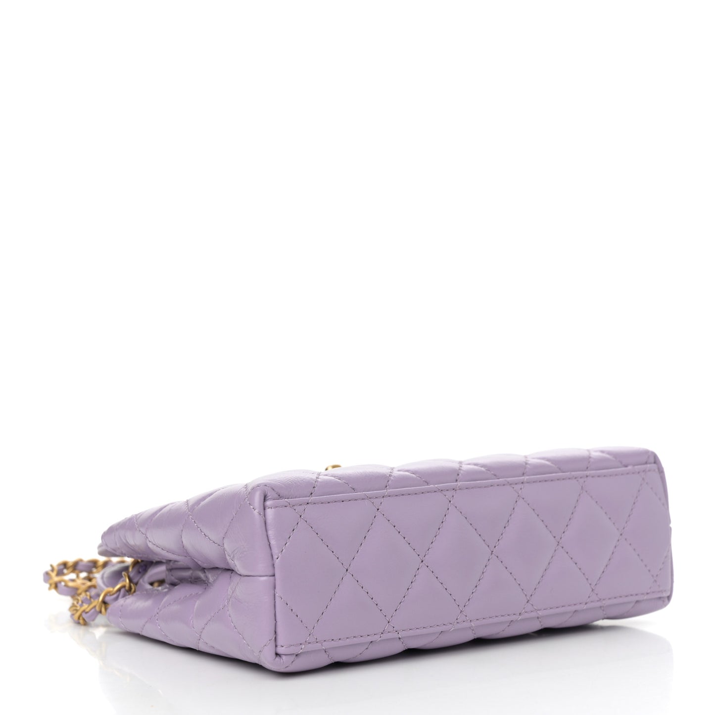 Shiny Aged Calfskin Quilted Nano Kelly Shopper Lilac