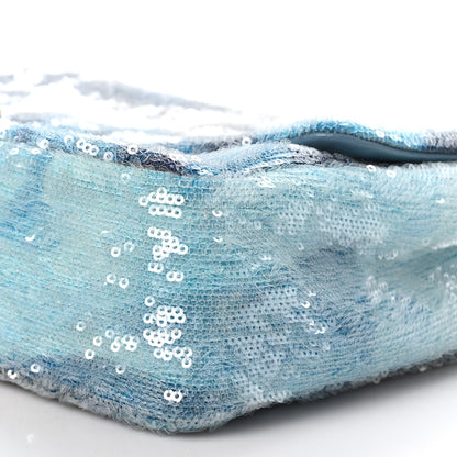 Chanel Sequin Large Waterfall Flap Light Blue 10 of 10