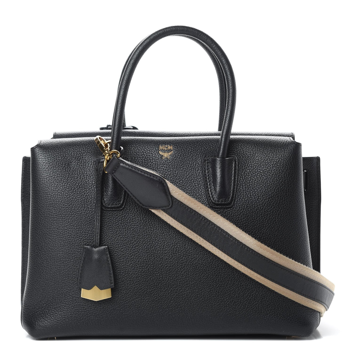 MCM Grained Calfskin Medium Milla Tote Black 1 of 15