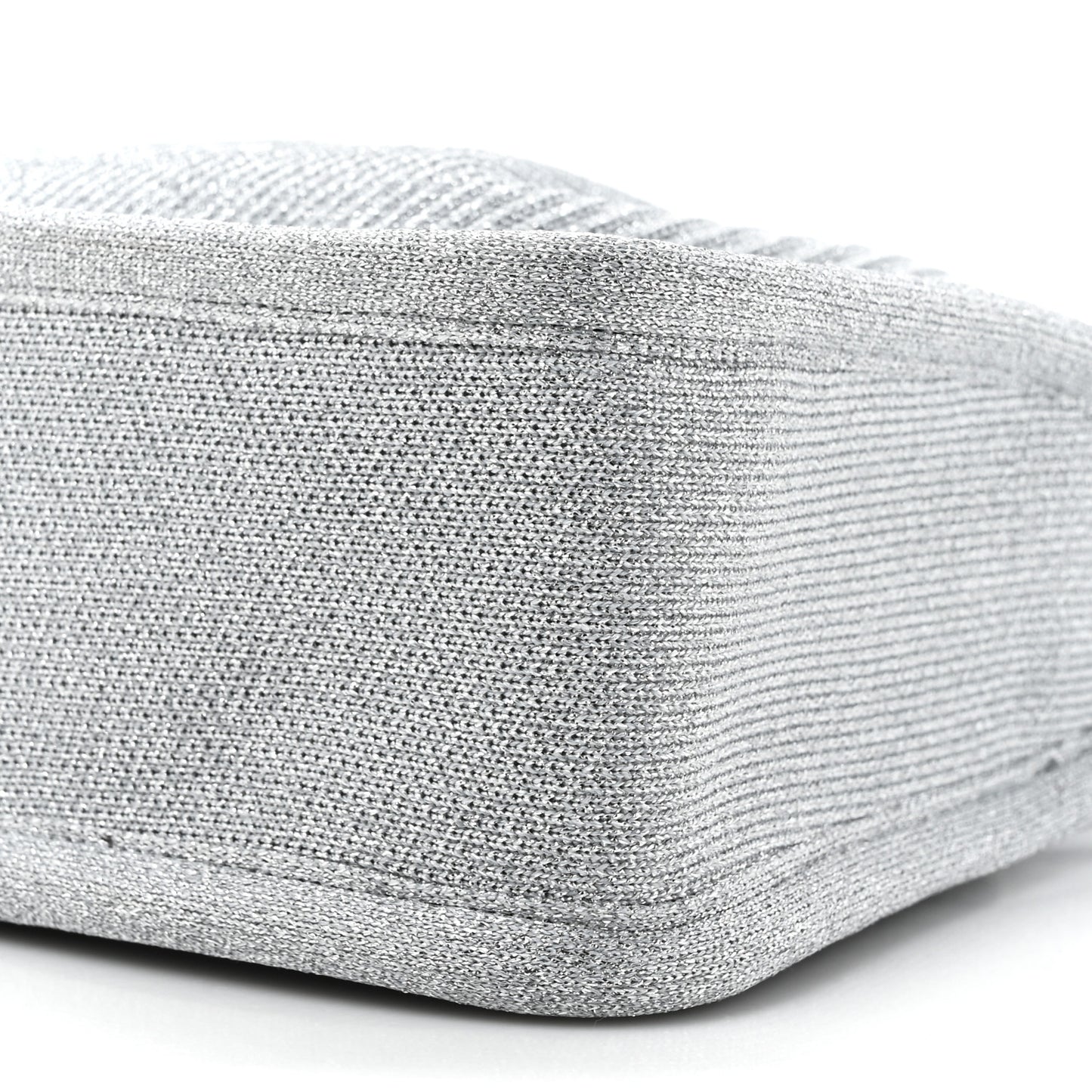 Metallic Ribbed Knit Small Ryan Bag Silver