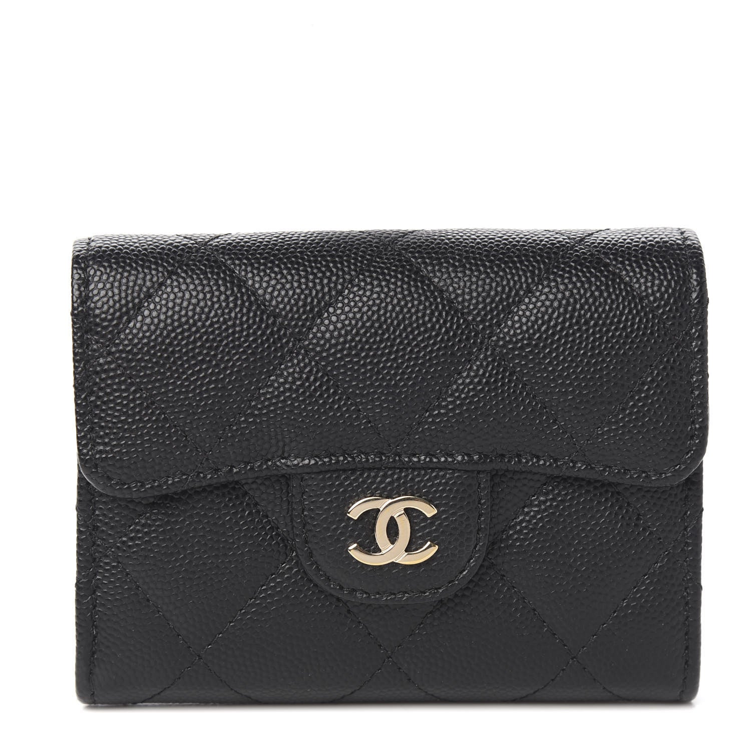 Chanel Caviar Quilted Flap Card Holder Wallet Black 1 of 8