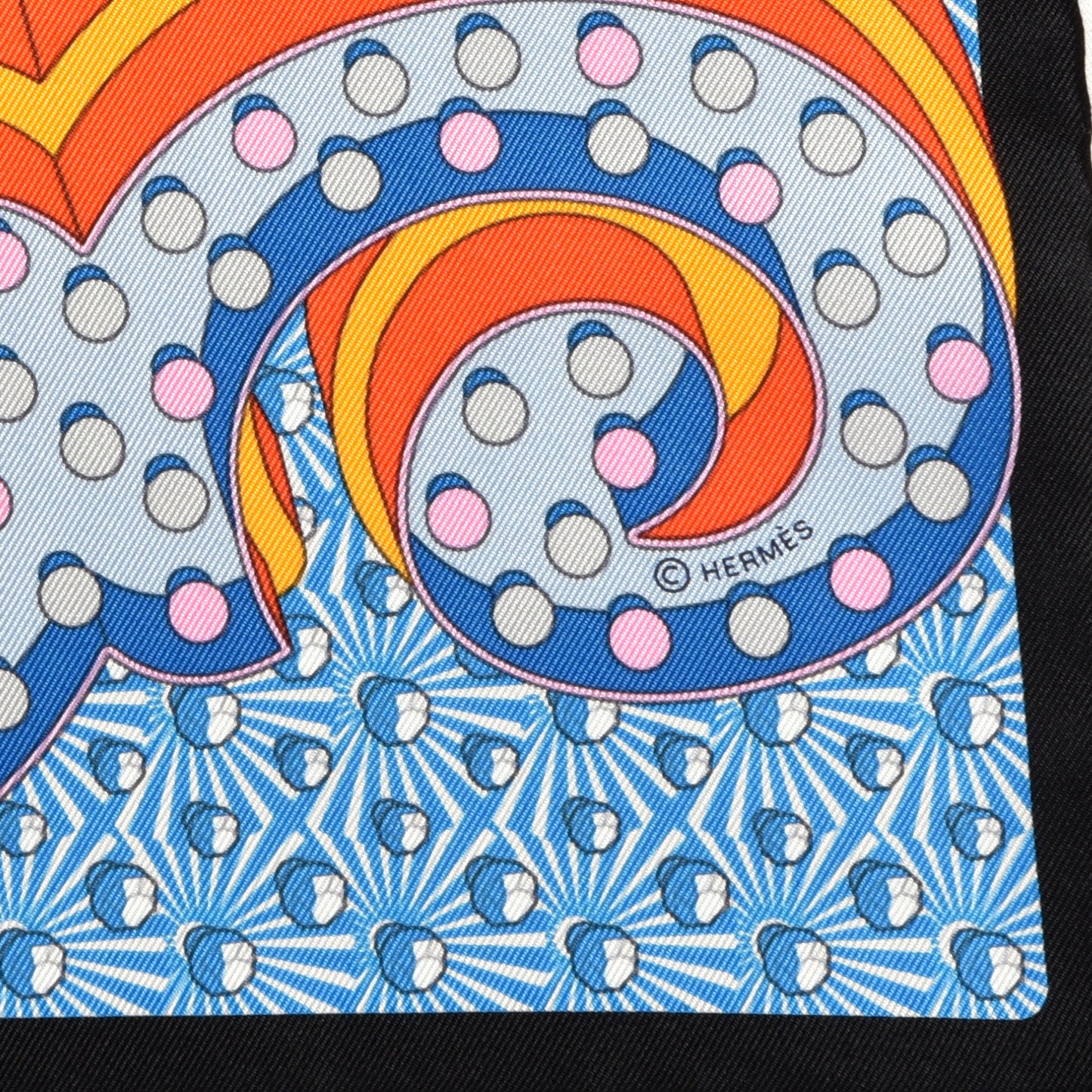Silk Electrique Scarf 45 Black Orange Multicolor