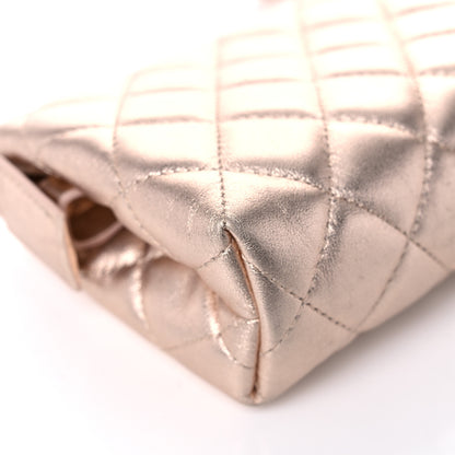 Chanel Metallic Lambskin Quilted Cosmetic Pouch Light Gold 10 of 11