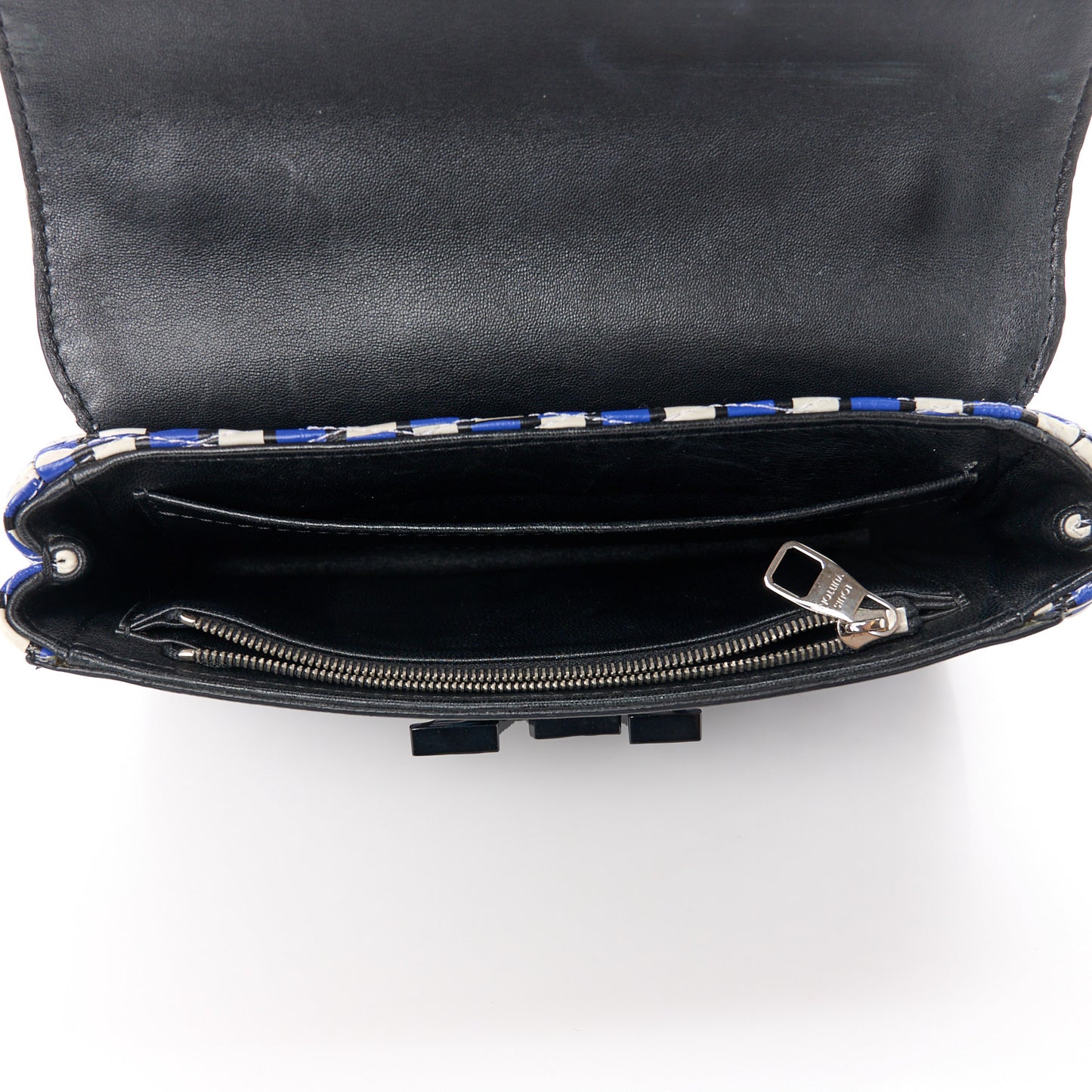 Calfskin Epi Smock Louise MM Chain Clutch Blue White Black