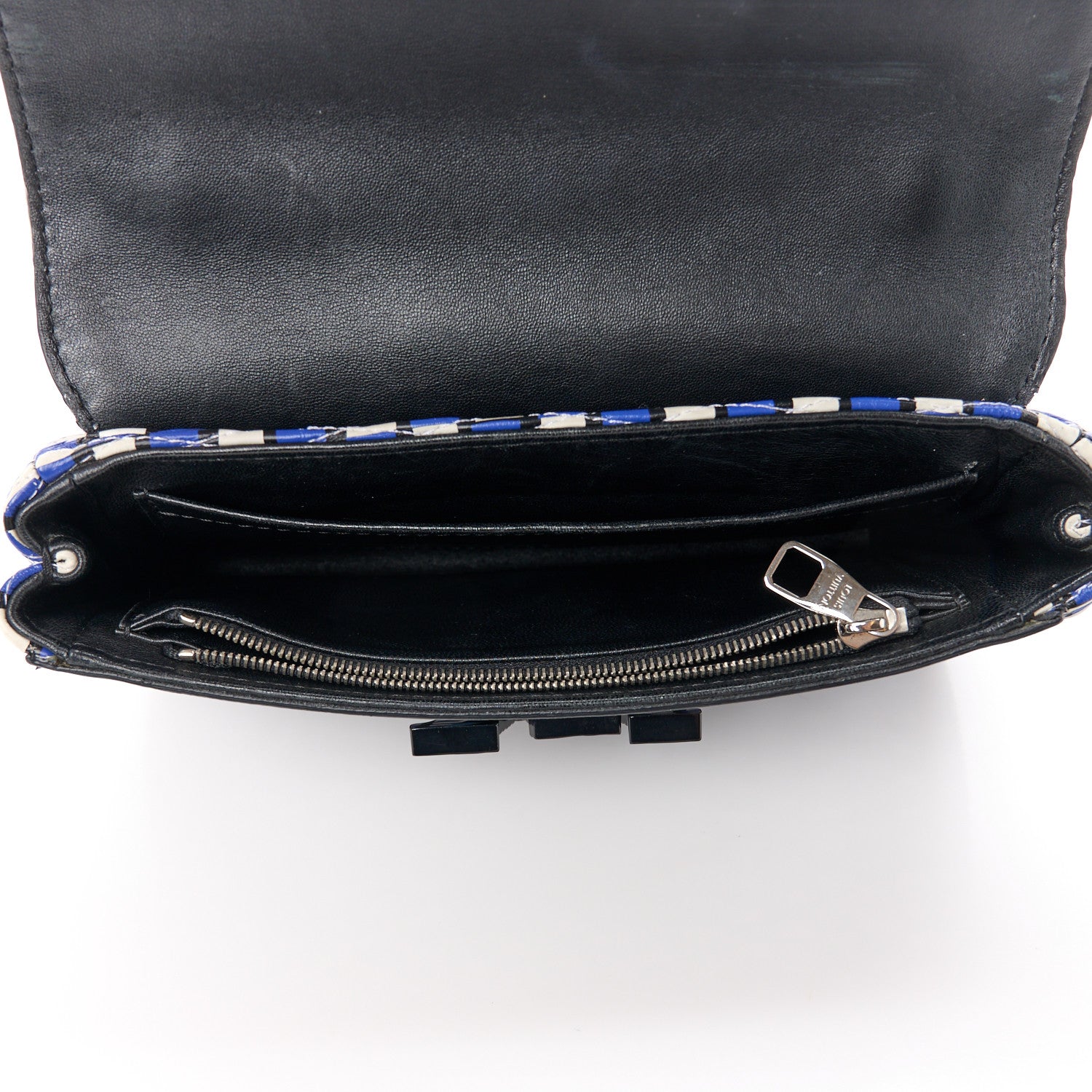 Louis Vuitton Calfskin Epi Smock Louise MM Chain Clutch Blue White Black 5 of 11