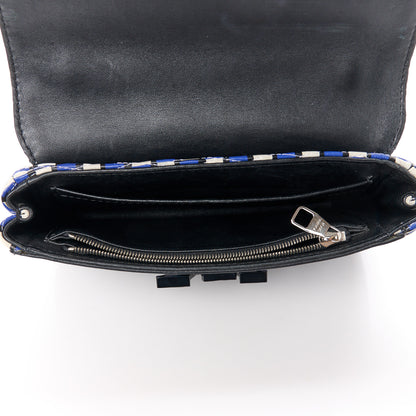 Louis Vuitton Calfskin Epi Smock Louise MM Chain Clutch Blue White Black 5 of 11