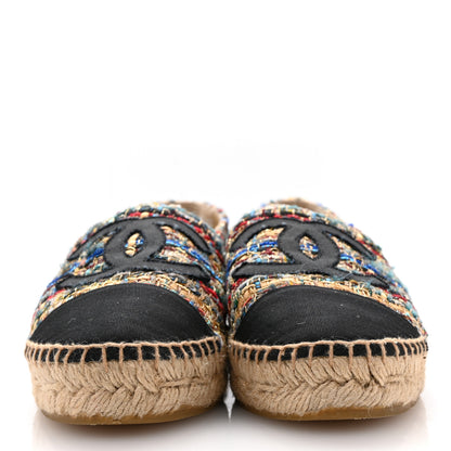Chanel Tweed Grosgrain CC Espadrilles 38 Multicolor Black 3 of 11