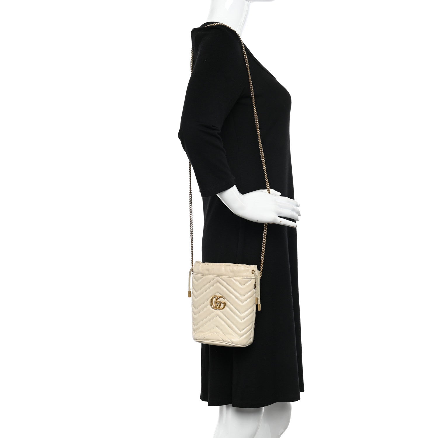 Gucci Calfskin Matelasse Mini GG Marmont 2.0 Bucket Bag White 2 of 12