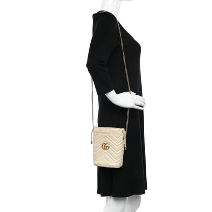 Gucci Calfskin Matelasse Mini GG Marmont 2.0 Bucket Bag White 2 of 12