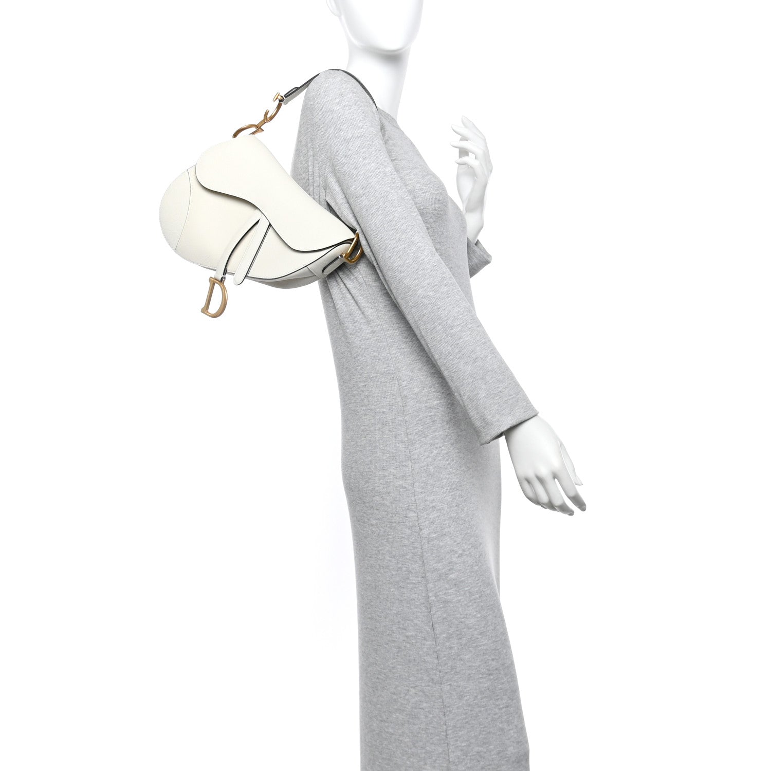 Christian Dior Grained Calfskin Saddle Bag White 2 of 11