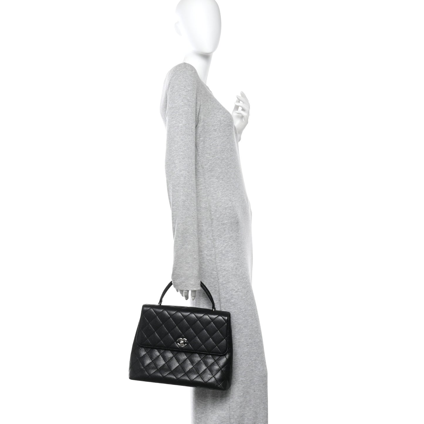 Caviar Quilted Jumbo Kelly Flap Black
