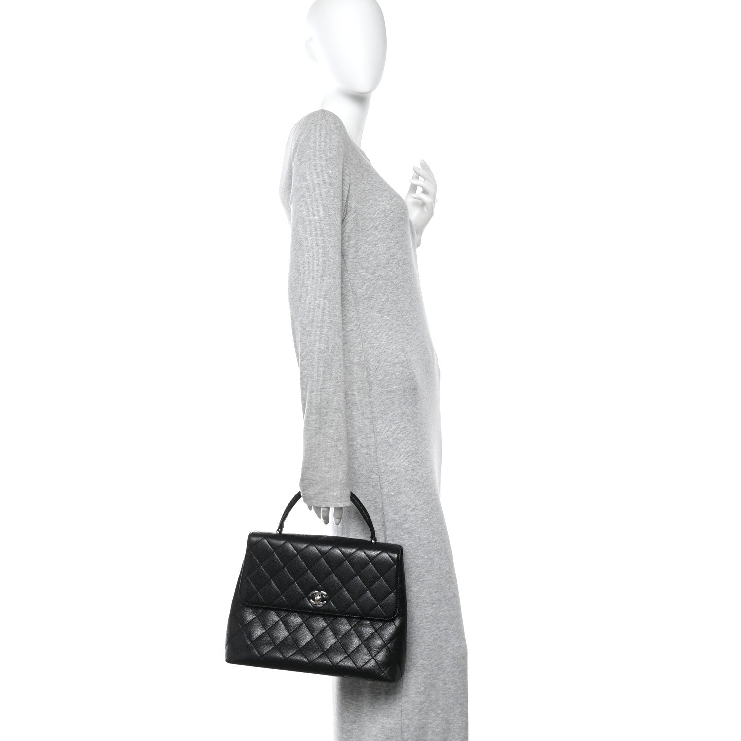 Chanel Caviar Quilted Jumbo Kelly Flap Black 2 of 16
