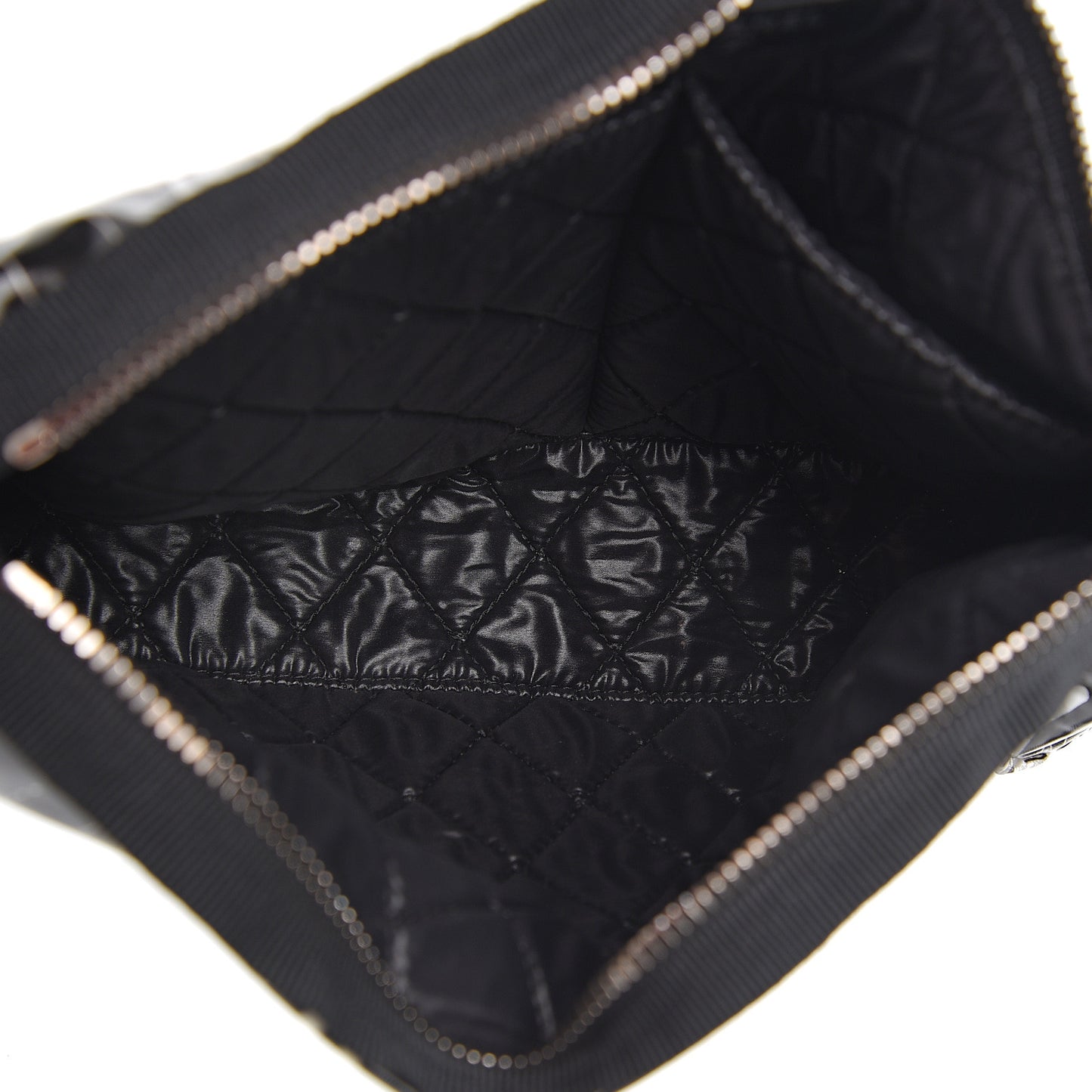Coated Canvas Airline Cosmetic Pouch Black White