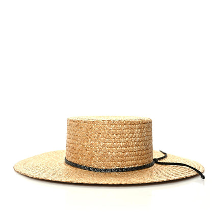 Gucci Straw Grosgrain Wide Brim Hat M Beige Black 1 of 8