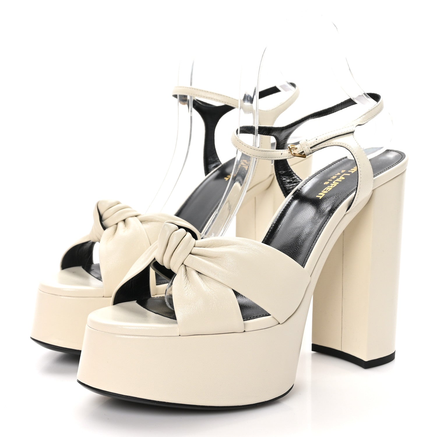 Saint Laurent Vendome Bianca 85 Platform Sandals 41 Pearl 3 of 9