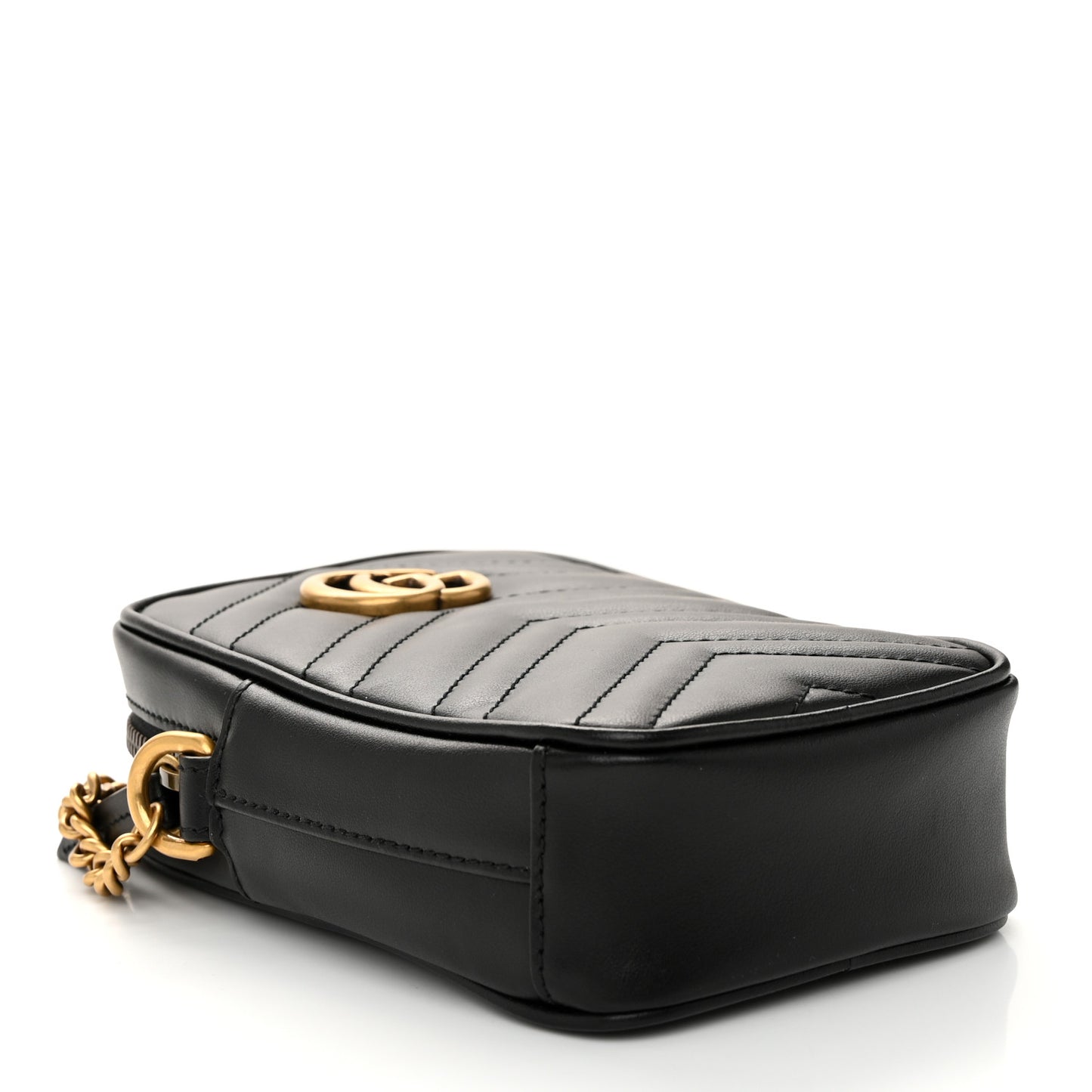 Calfskin Matelasse Mini GG Marmont Crossbody Bag Black